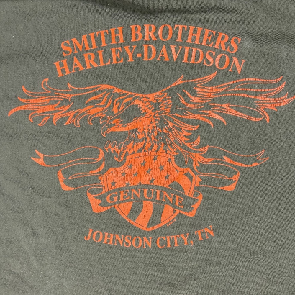 Vintage Y2K Harley Davidson Cropped T-Shirt Size Large Green Johnson City TN - Picture 5 of 10